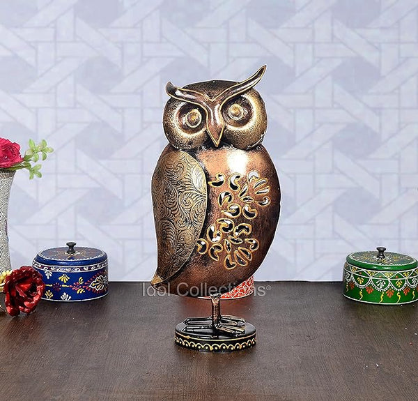 Iron Owl Showpiece for Home Decor (Height: 14 Inches) Mandir Setting