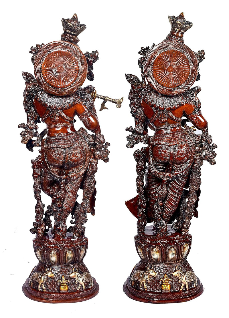 Brass Radha Rani and Lord Krishna Showpiece (Height: 29inches)