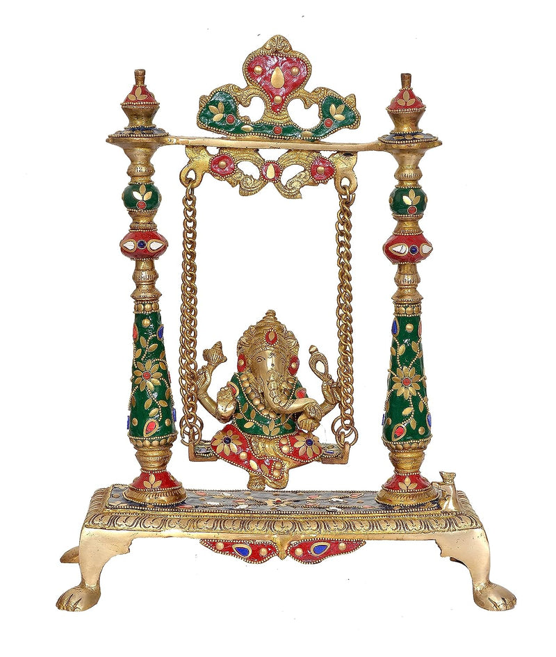 Brass Ganesha Swing Idol (Height : 16.5 inches)