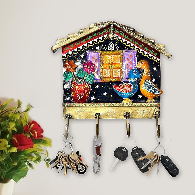 Iron House shape wall hanging and keychain holder (Height: 11.5 inches)