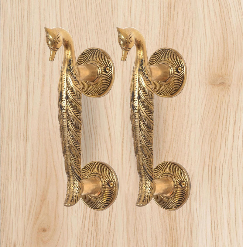 Brass Peacock Design Door Handle Pair (Pack of 2) (Height : 7 inch)