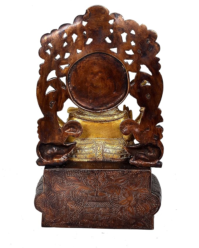 Lord Ganpati Bappa Sitting on Singhasan (Height: 13.5 Inches)