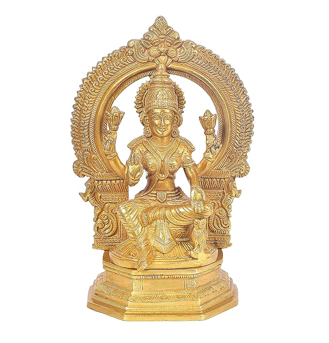 Brass Goddess Lakshmi Idol (Height 10 Inches)