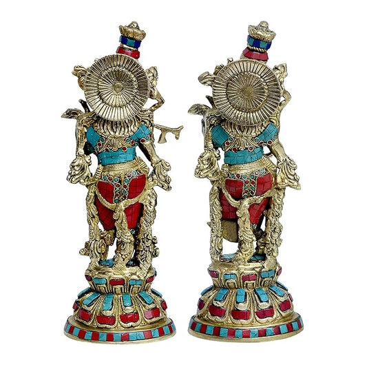 Brass Radha Krishna Idol (Height 15 Inches)