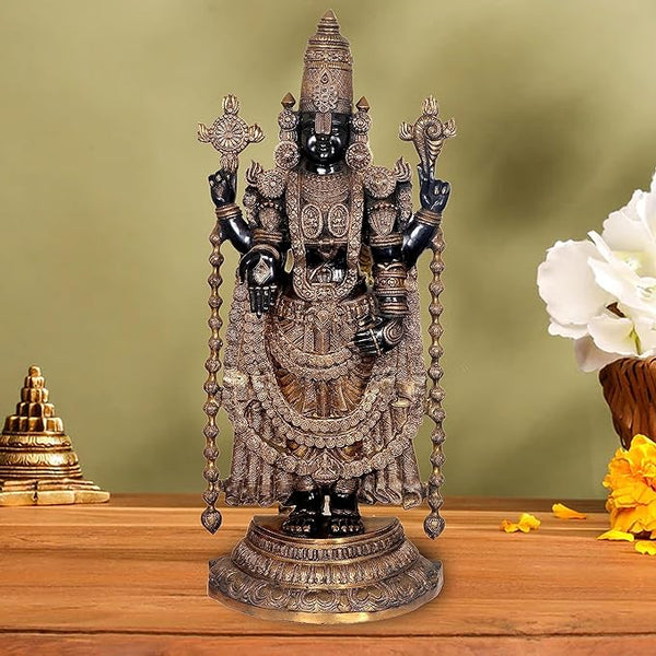 Brass Tirupati Balaji Statue (Height 40 inches) Mandir Setting