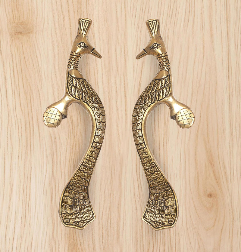 Brass Peacock Design Door Handle Pair (Pack of 2) (Height : 8.5 inch)