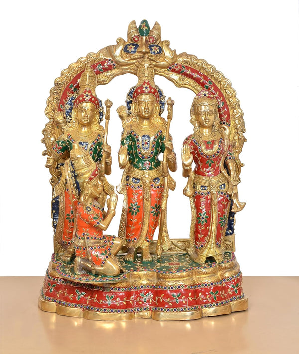 Brass Big Size Ram Darbar Idol (Height : 26 Inch) Entryway Setting