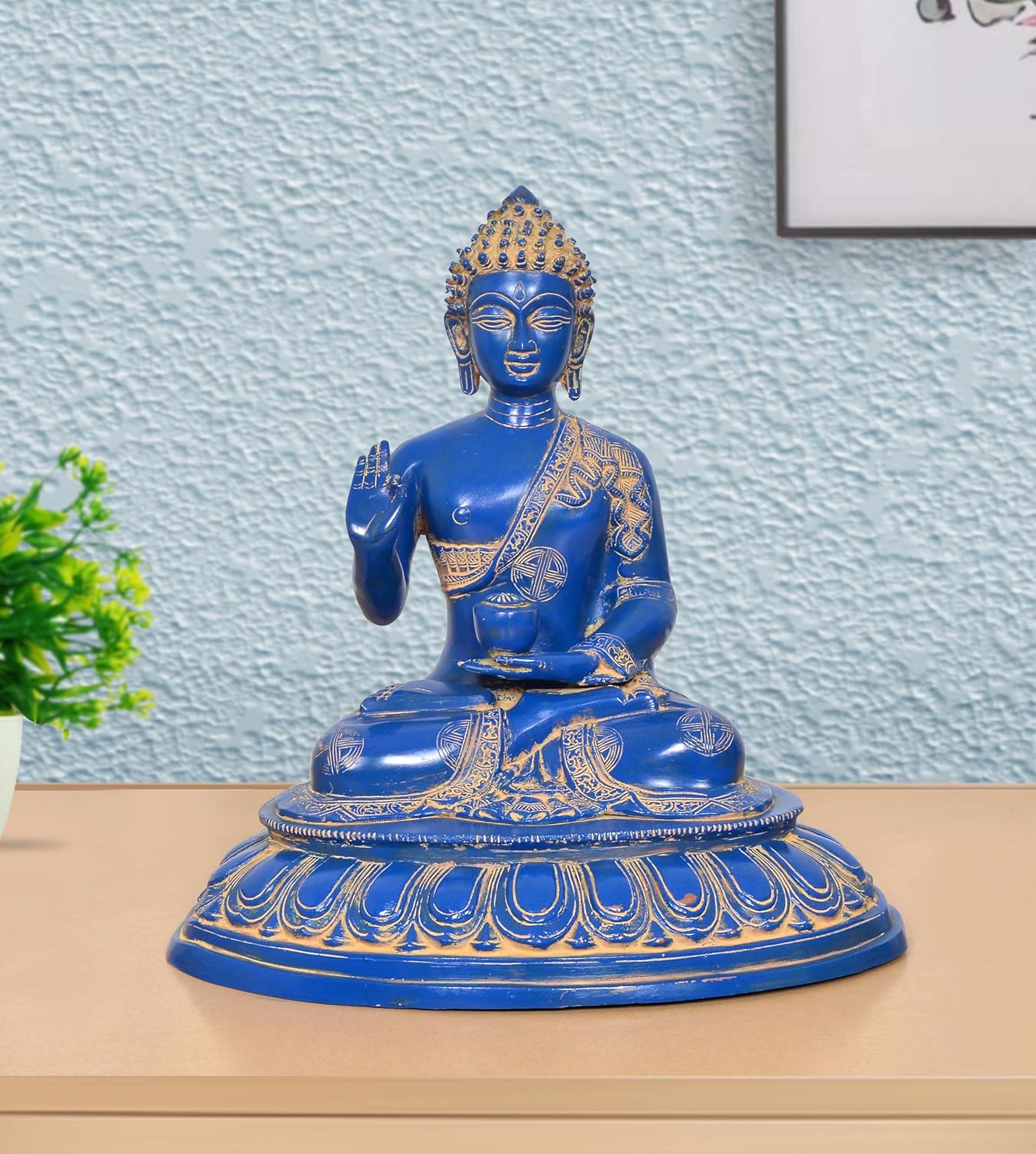 AONA Brass Buddha unique in blue colour