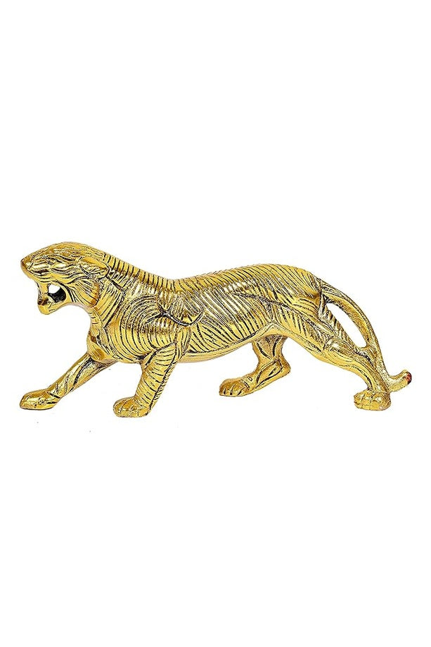 Metal Golden Tiger Statue Figurine Home Table Decor,Width : 8.5 inch