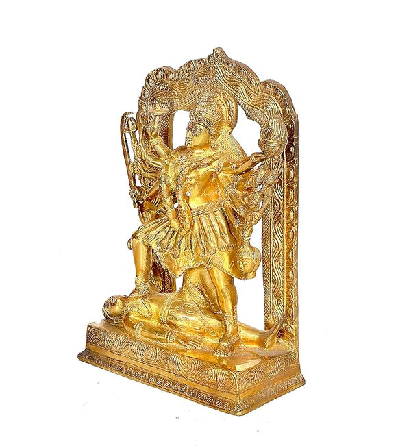Brass Goddess Mahakai Kali MATA Idol Statues with Shivji Height 11.5 Inch Study Setting