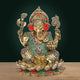 Brass Ganpati On Lotus Statue (Height: 11 Inches)