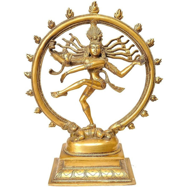 Dancing God Shiva Nataraja Brass Statue Height 11.5 Inches Mandir Setting