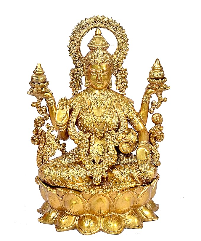 Brass Lakshmi Maa statue (Height 12 Inches) Craft Detail