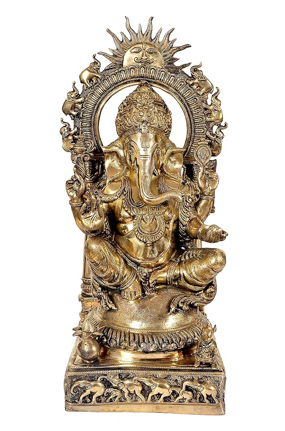 Brass Ganesha Murti (Height : 25 inch) Craft Detail