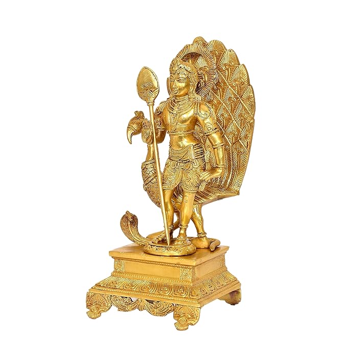 Brass Lord Murugan Kartikeya Idol (Height 12 Inches)