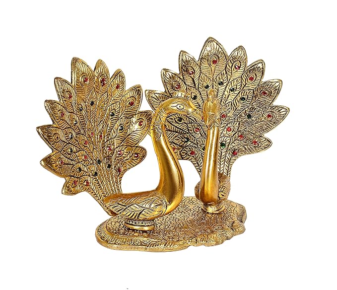 Metal Double Lovers Peacock Showpiece (Height 6 inch)