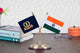 Brass Indian National Flag And Indian Revenue Service Flag With Ashoka Stambh (Height: 12 Inches)