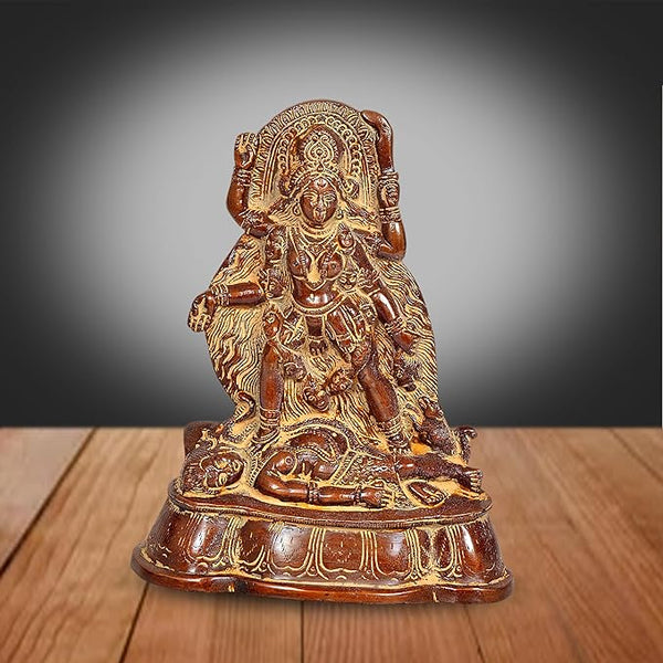 Brass MATA Kali Murti Adhi Shakti Maa Goddess Kali Brass Idol Puja Room Office Temple Height 5 Inches Mandir Setting