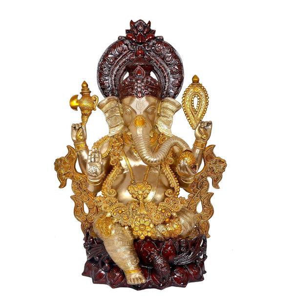 Brass Lord Ganesha Idol Statue Decorative Sculpture for Home Office Mandir Pooja Showpiece (Height 29 Inch) Entryway Setting