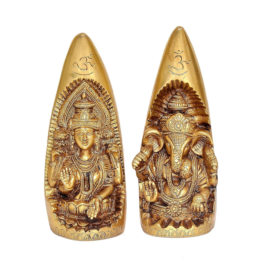Brass Lakshmi Ganesh Idol On Tusk for Puja Showpiece (Height 7 Inches) (Pack of 2) Craft Detail