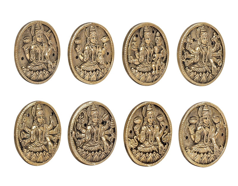 Brass Goddess Ashtalakshmi Wall Hanging (Set of 8) (Height 3.5 Inch)