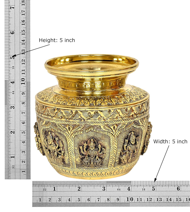 Bronze Ashtalakshmi Kalash Lota for pooja (Height: 5 Inch)