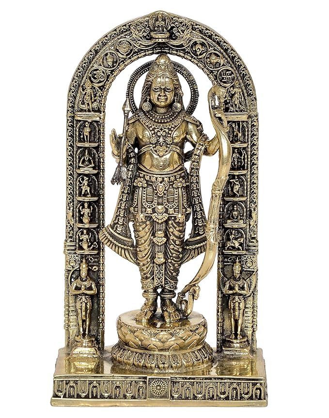 Fine Brass Ram ji ki Murti Ram Lalla Statue in Ayodhya Mandir for Home and Office Decor (Height 6 inch) Craft Detail