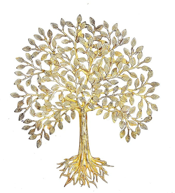 Brass Root Tree Decorative Tree Wall Hanging Wall Decor Beautiful Tree Showpiece For Home Living Room Decor Best Gift Item Golden Height 19 Inches Mandir Setting