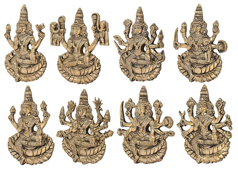 Brass Goddess Ashtalakshmi Wall Hanging (Set of 8) (Height 5.5 Inch)