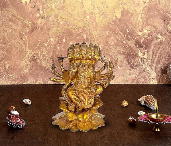 Brass Shree Gayatri Maa Idol Murti Statue Home Office Temple Mandir Pooja Puja Room Indian Hindu God Golden Height 11 Inches Mandir Setting