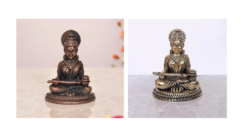 Copper Maa Annapurna or Annapoorna Annapurneshwari Murti Gift Article Decorative Showpiece Height 2.5 Inch