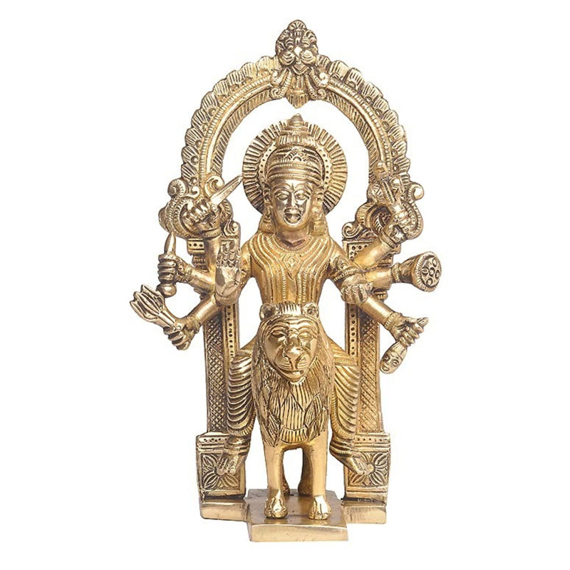Brass Harsiddhi Maa On Base Murti (Height: 9 Inches)