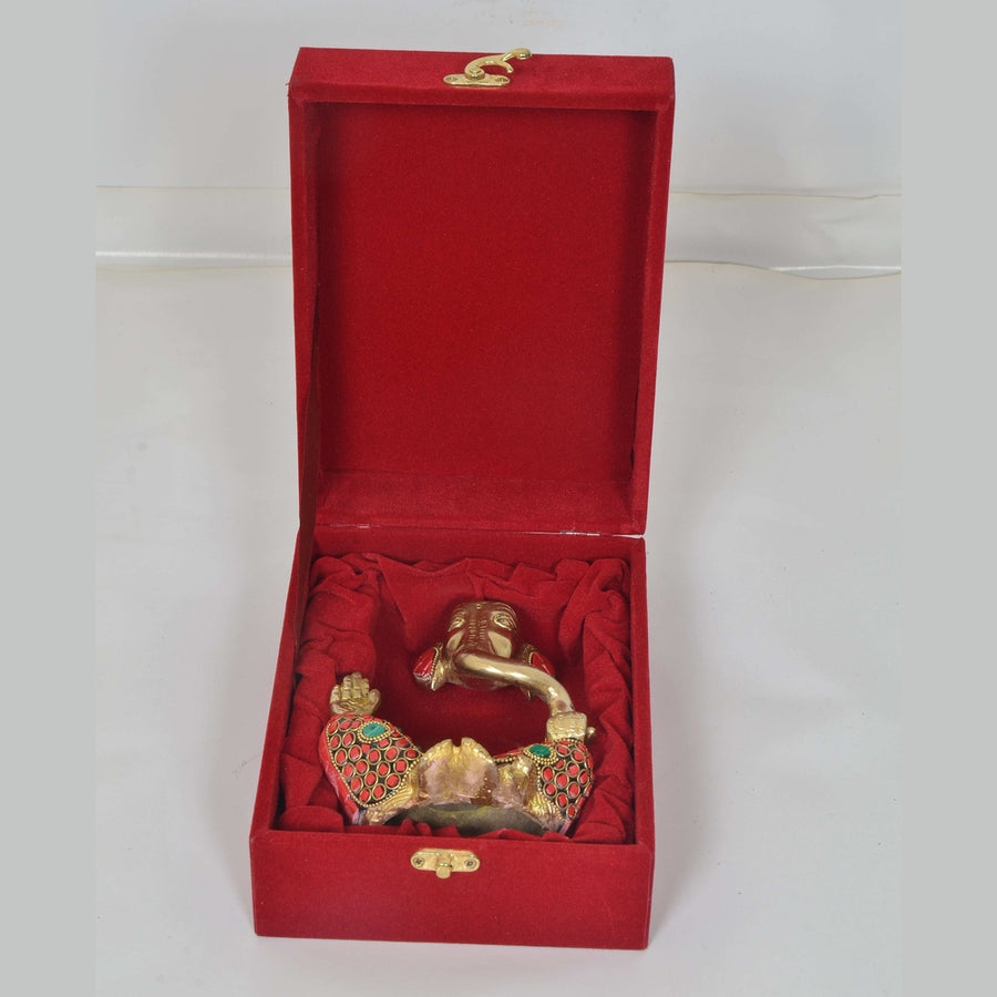Brass Modern Ganesha with Velvet Box a Beautiful Gift Craft Detail