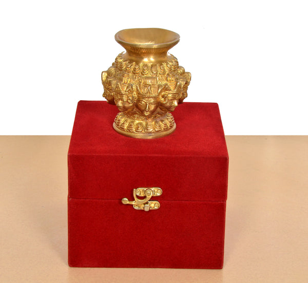Brass Kalash Ashtalakshmi with Box Prefect Gifts (Height: 6 Inches) Study Setting