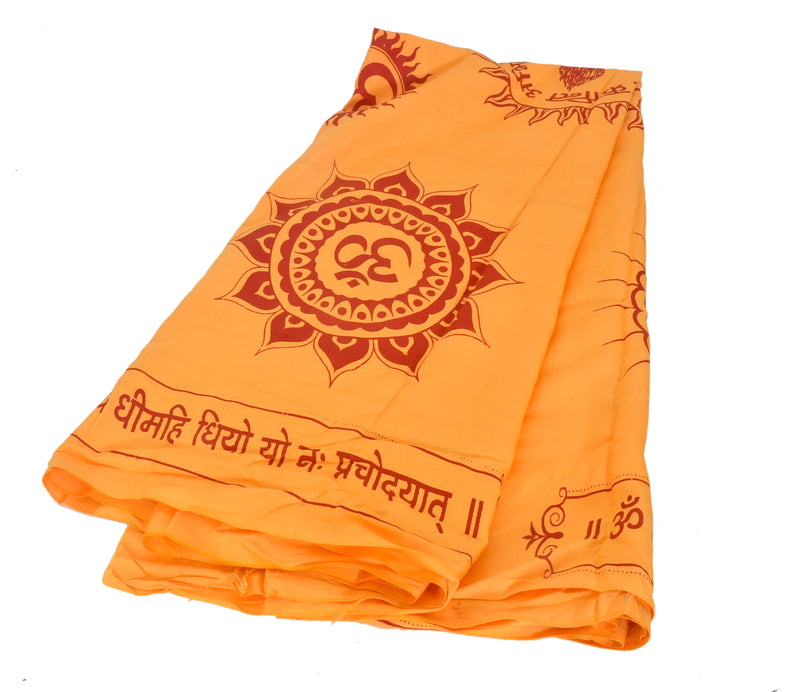 Authentic Yellow & Red Gayatri Mantra Japa Shawl | Spiritual Prayer Cloth