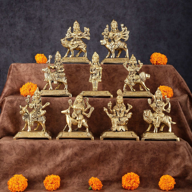 Brass Superfine Navdurga Idols (Height: 5 Inch)