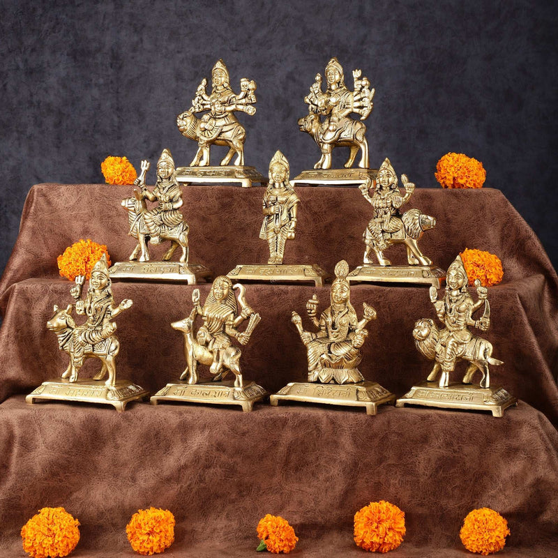 Brass Superfine Navdurga Idols (Height: 5 Inch)