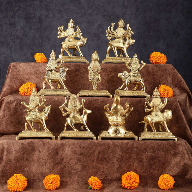 Brass Superfine Navdurga Idols (Height: 5 Inch)
