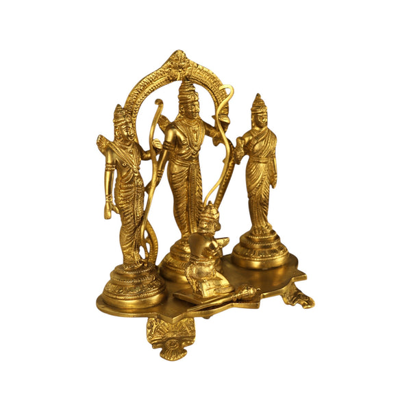 Brass Ram Darbar Statue – Lord Rama, Sita, Lakshmana & Hanuman | Traditional Hindu Deity Sculpture for Home Temple & Pooja Décor (Height: 7.5 Inches) Study Setting