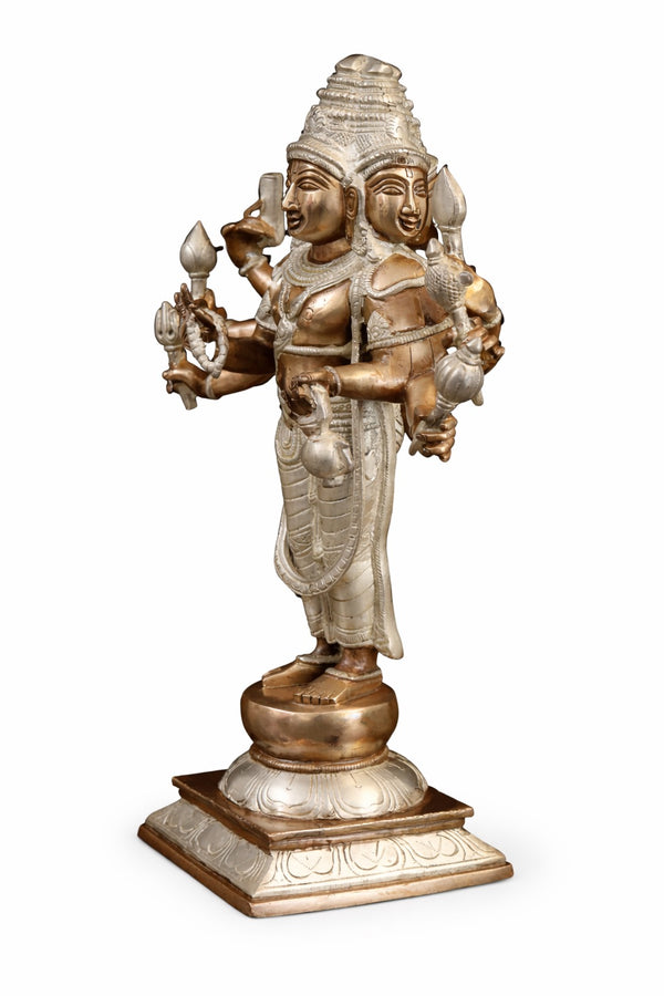 Brass Brahma standing Copper & Silver Finish, Sculpture (Height :15.5 Inches) Entryway Setting