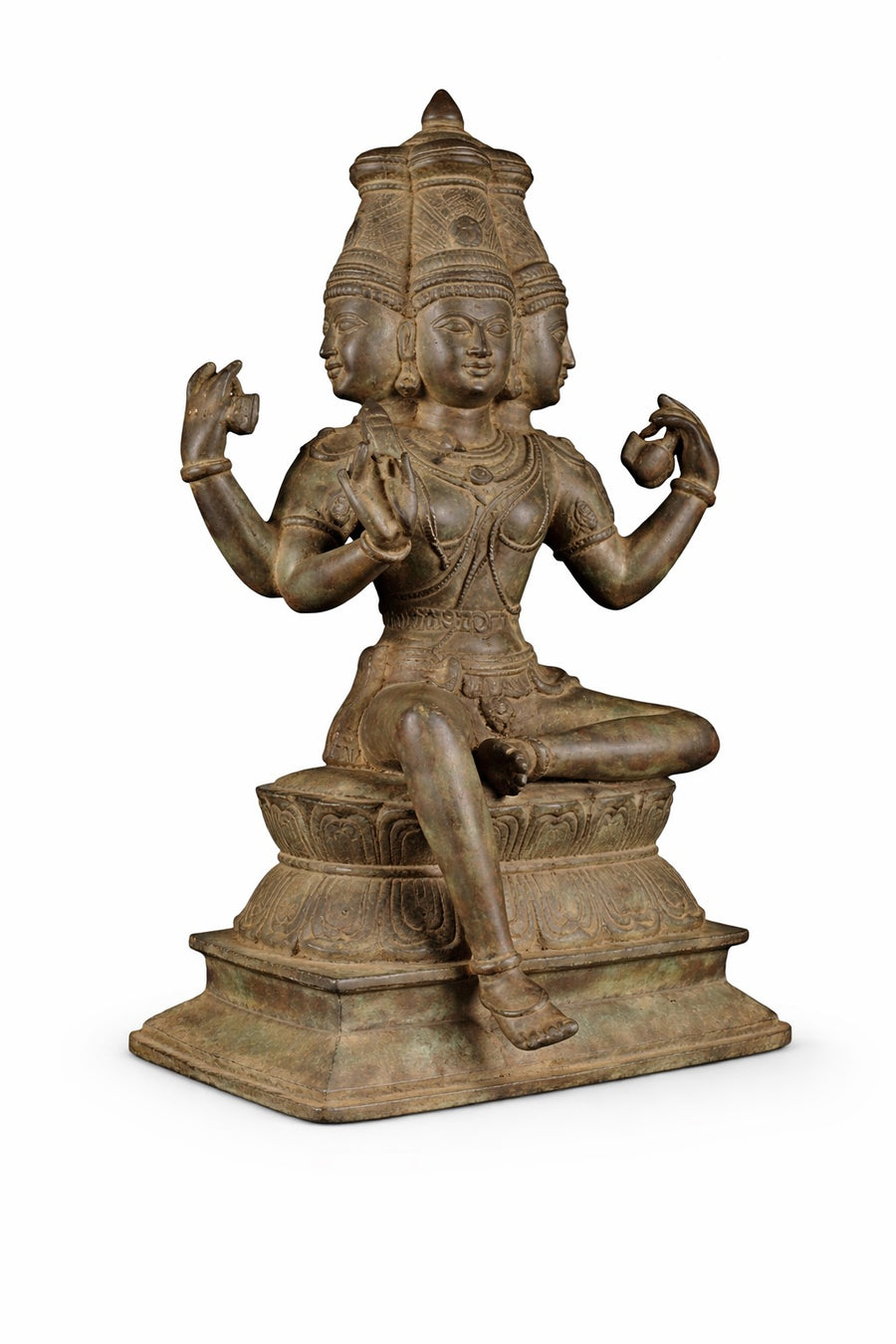 Brass Lord Brahma Seated Sculpture (Height :16 Inches) Craft Detail
