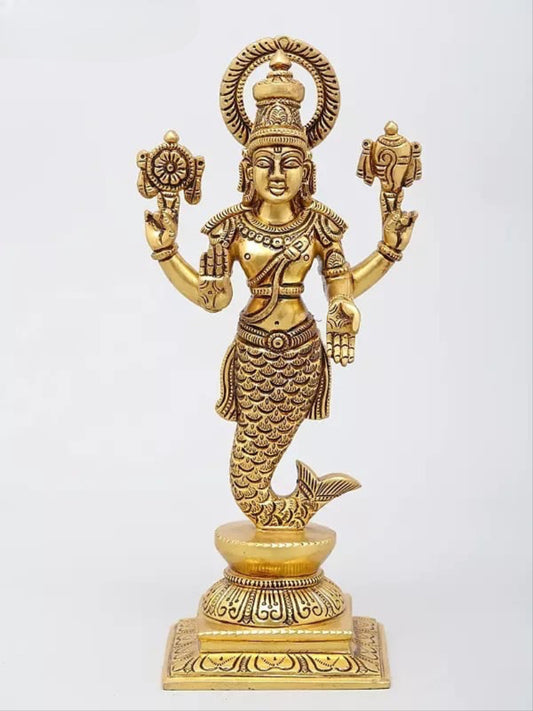 Brass Dashavatara of Lord Vishnu Sculpture | Set of Ten (Height 12 Inches)