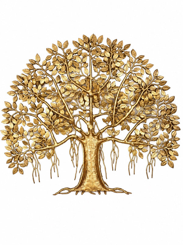 Brass Handcrafted Kalpavriksha Tree Statue with Detailed Inlay Work (Height: 24.41 Inches) Study Setting
