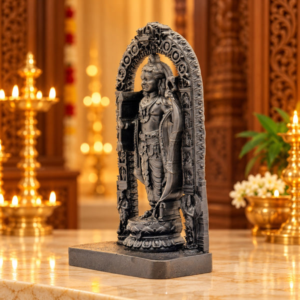 Resin Ram Lalla Idol | Traditional Ram Lalla Statue for Home & Temple Décor (Height: 7.2 Inches) Study Setting