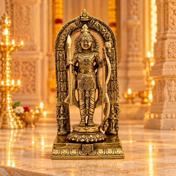 Brass Ram Lalla Idol | Pure Brass Statue | Traditional Hindu Deity Sculpture for Home & Temple Décor (Height: 24 Inches) Mandir Setting