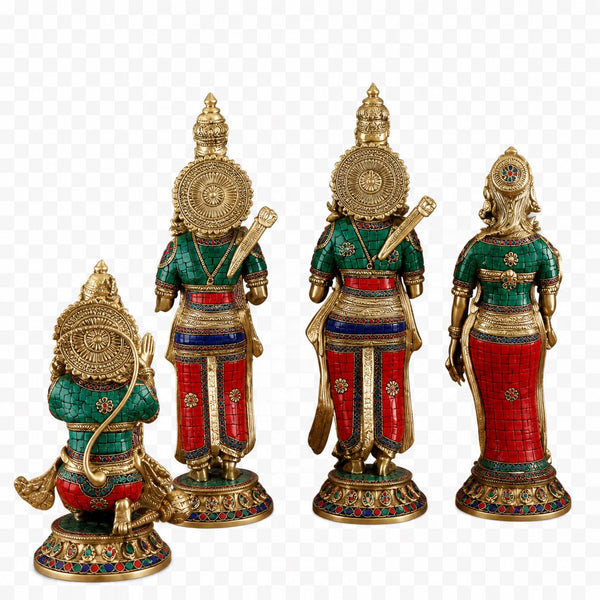 Brass Ram Darbar Idol Set with Stonework – Divine Grace (Height: 20 Inches) Study Setting