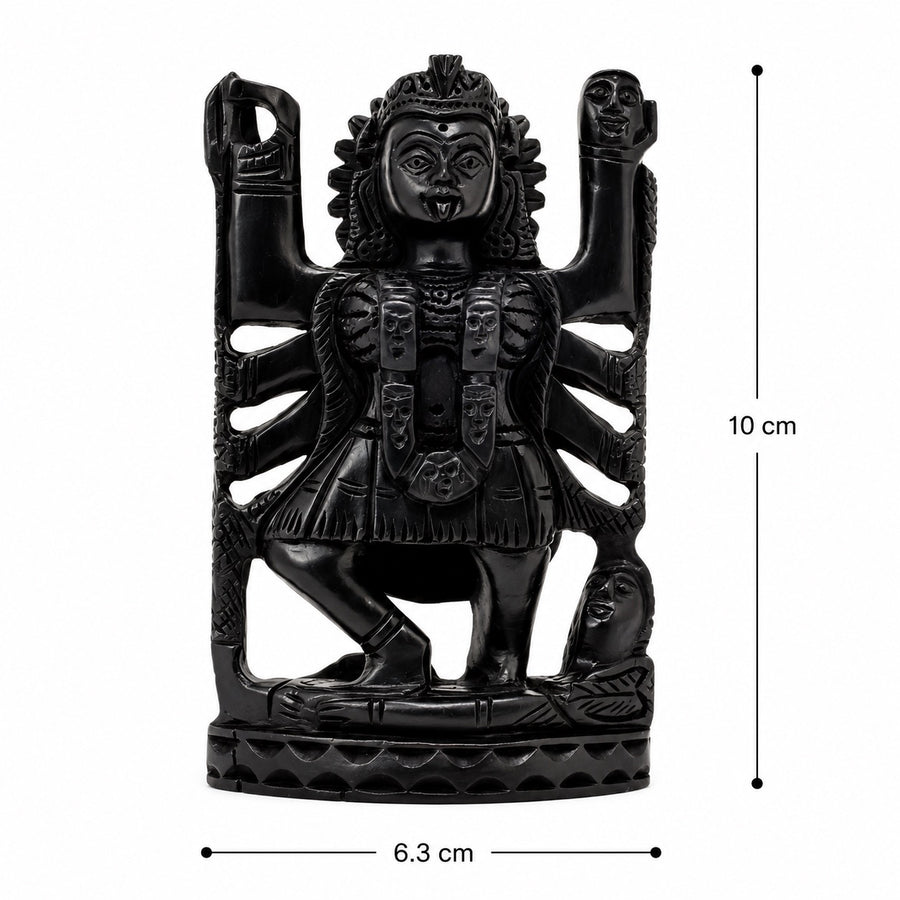 Divine Kali Devi Idol in Karungali Wood Craft Detail
