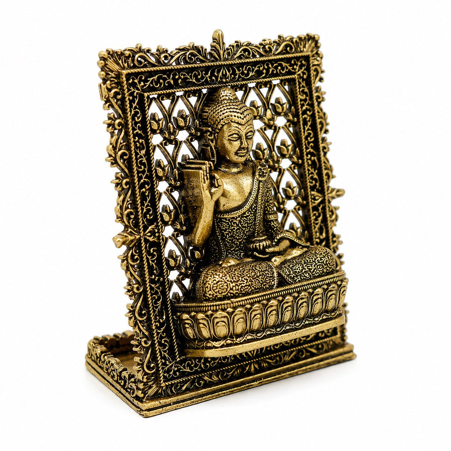 Superfine Brass Buddha Panel – Suitable for Car Dashboard with Fine Detailing (Height:3 Inches) Craft Detail