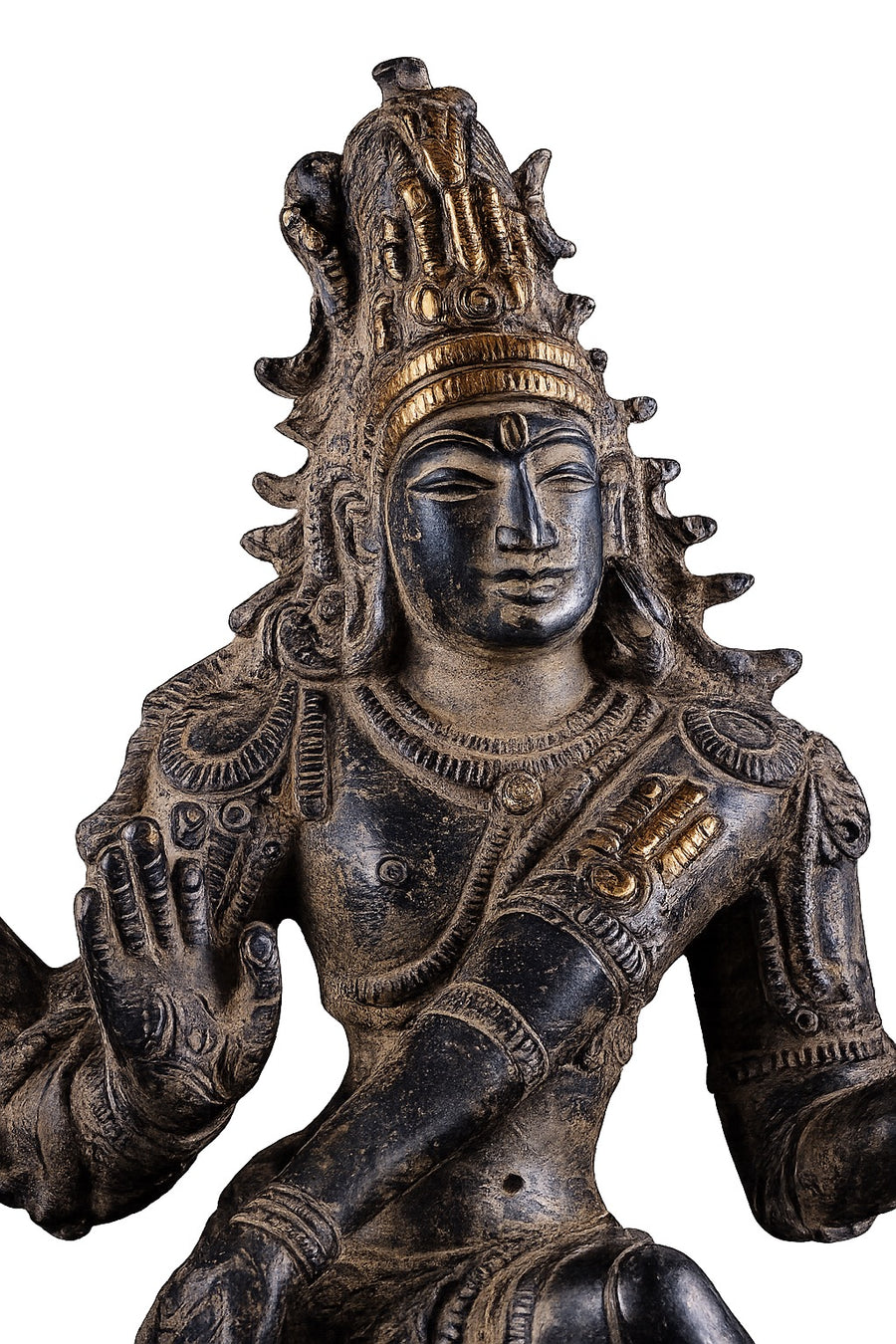Brass Dancing Shiva Statue in Unique Pose with Antique Sand Finish (Height: 10 Inches) Craft Detail