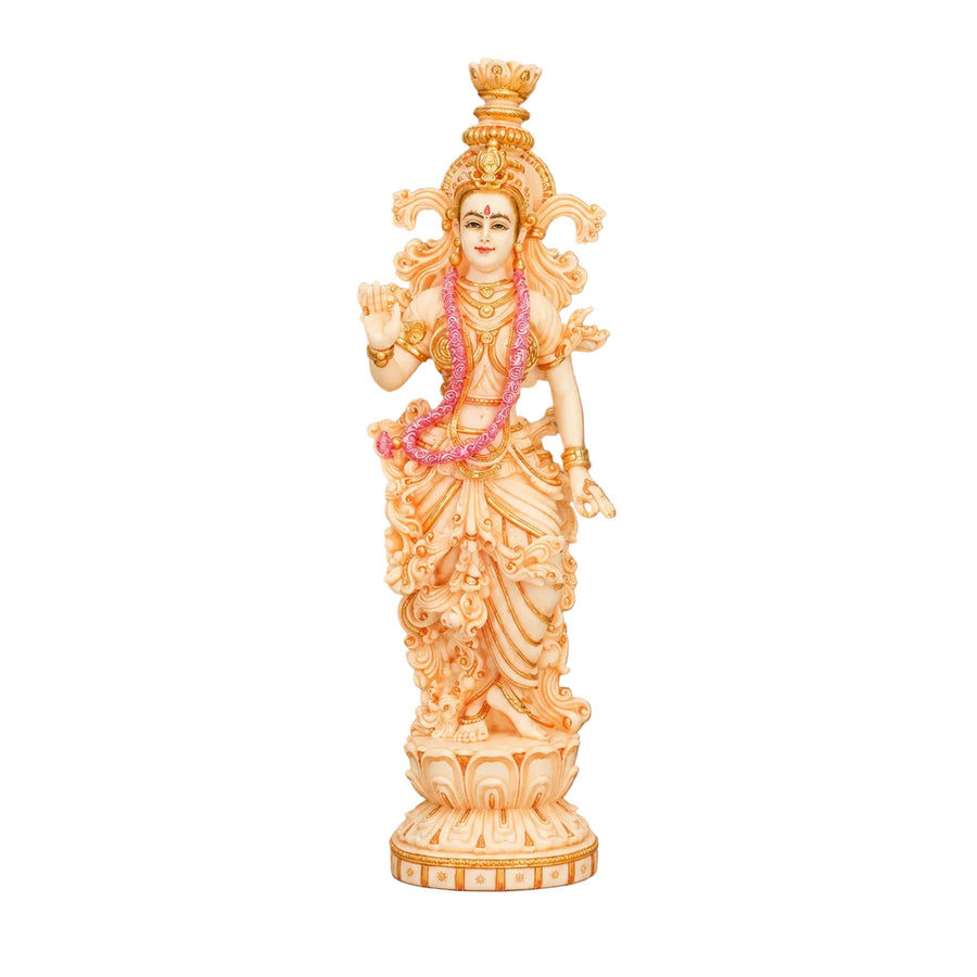 Radha Krishna Hand-Painted Marble Dust Statue – Decorative Idol for Home & Temple (Height:14 Inches) Craft Detail